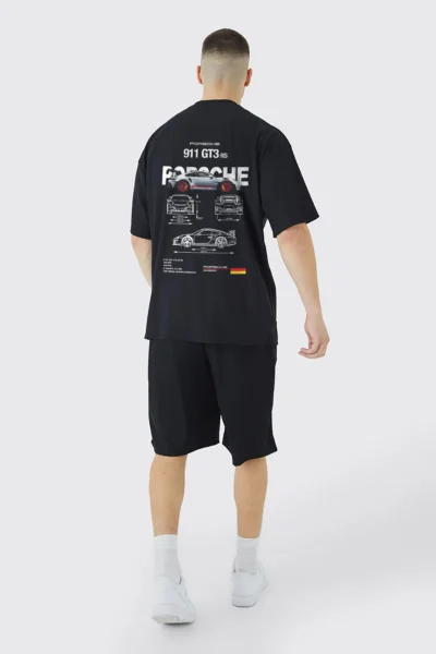 Porsche 911 Blueprint Oversized T-Shirt - Image 3