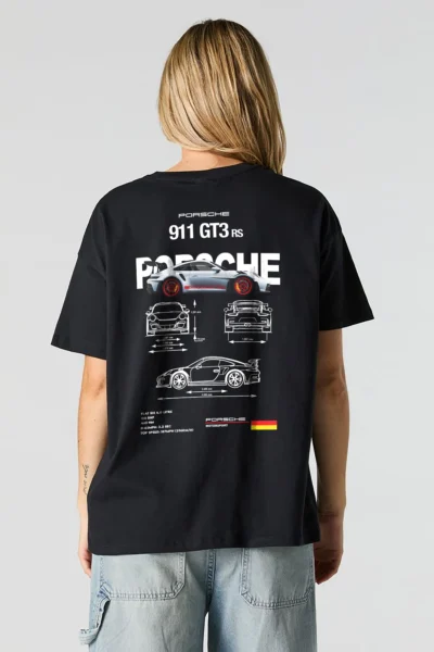 Porsche 911 Blueprint Oversized T-Shirt - Image 5